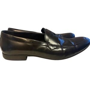 KG Kurt Geiger Floyd Mens Black Leather Penny Loafers Size 43 EU Made in Romania